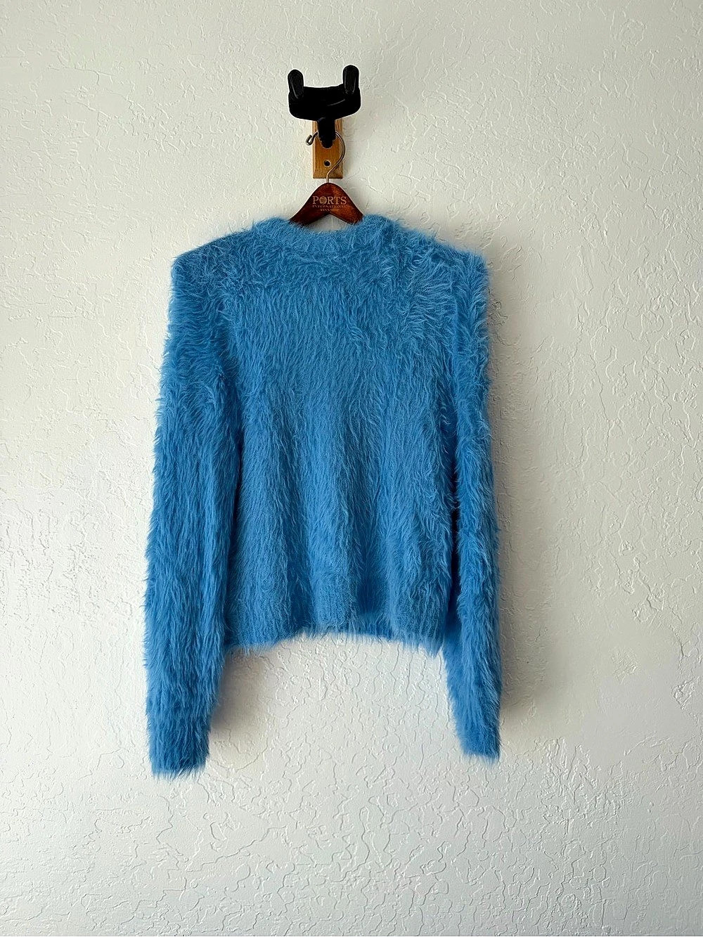 Future Collective Fuzzy Crew Neck Sweater in Blue Size Large Like New